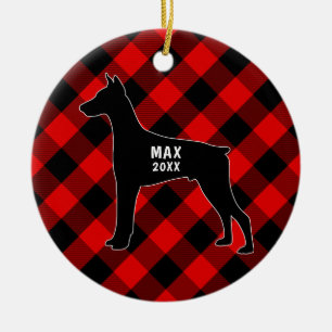 Ornement de Noël de plaid de Pinscher de dobermann