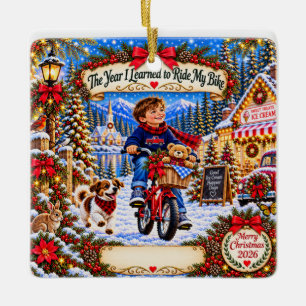 Ornement de Noël de première balade à vélo personn
