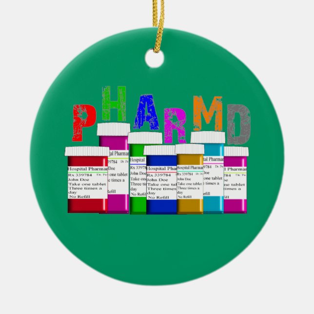 Ornement de Noël de prescription de PhamD (Devant)