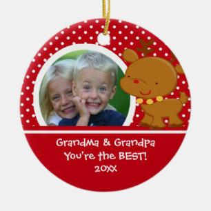 Ornement de Noël de renne de photo de grand-papa