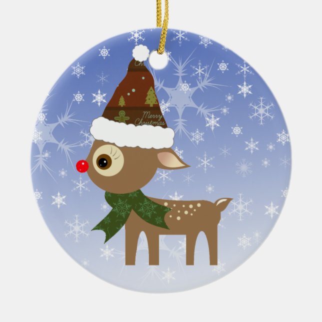 Ornement de Noël de Renne Mignon (Devant)