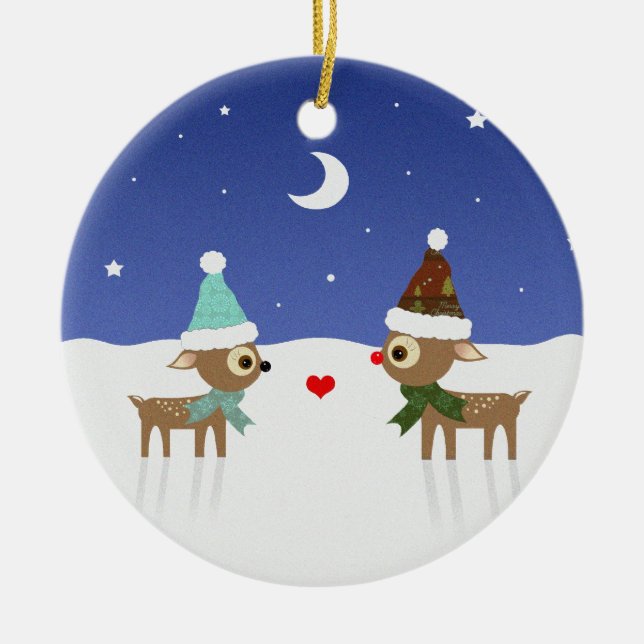 Ornement de Noël de Renne Mignon (Devant)