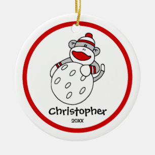 Ornement de Noël de singe de chaussette de golf po