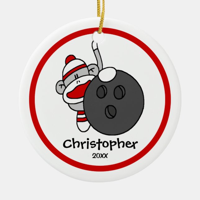 Ornement de Noël de singe de chaussette de quilleu (Devant)