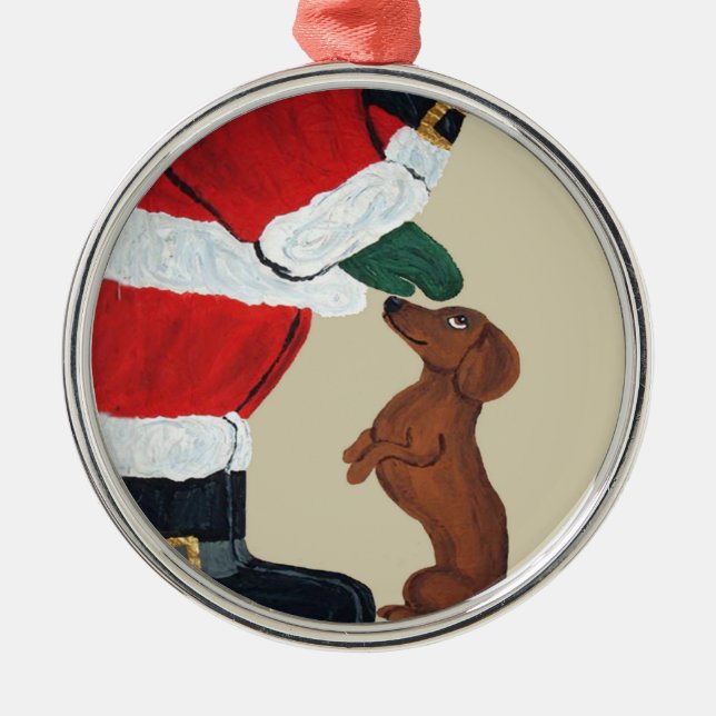 Ornement de Noël de teckel et Père Noël (Devant)