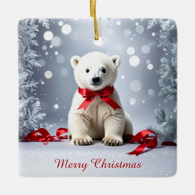 Ornement de Noël de vacances d'ours polaire (Devant)
