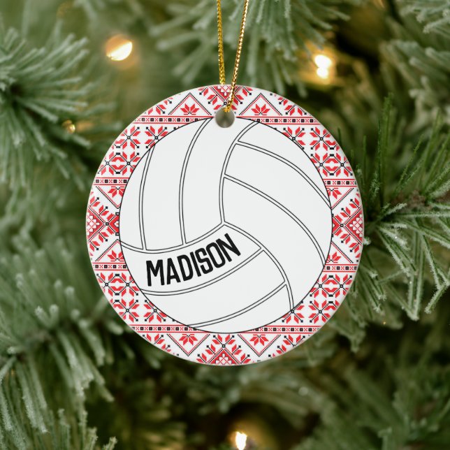 Ornement de Noël de volley-ball avec texte personn (Arbre)