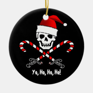 Ornement de Noël de Yo Ho Ho Père Noël de drapeau