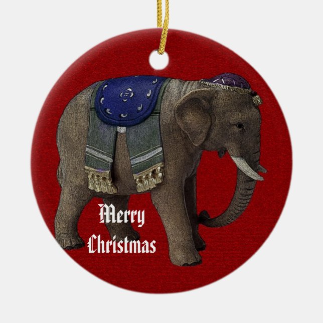 Ornement de Noël d'éléphant de cirque (Devant)