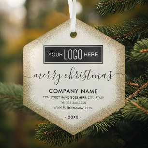 Ornement de Noël d'entreprise – Logo Pailleté Or