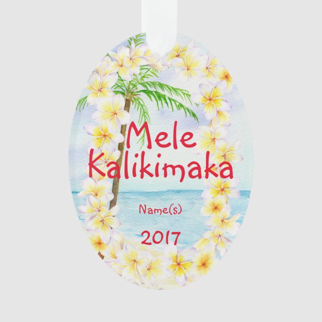Ornement de Noël d'Hawaï Mele Kalikimaka (devant)