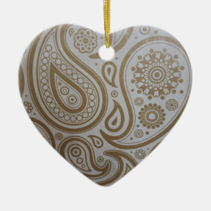 Ornement de Noël d'impression de Paisley d'or