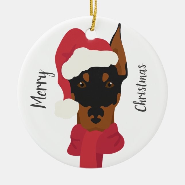 Ornement de Noël Doberman. Décoration des flocons  (Devant)