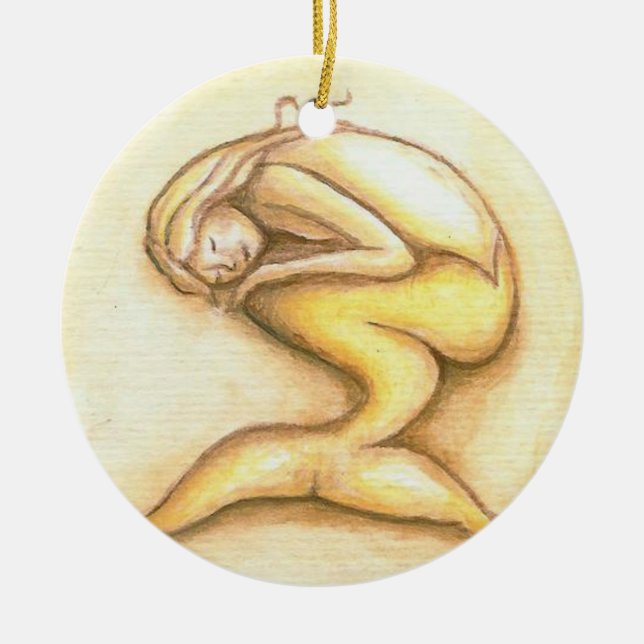 Ornement de Noël d'or de sirène de sommeil (Devant)