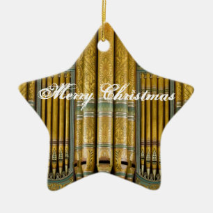 Ornement de Noël d'orgue en vert et or