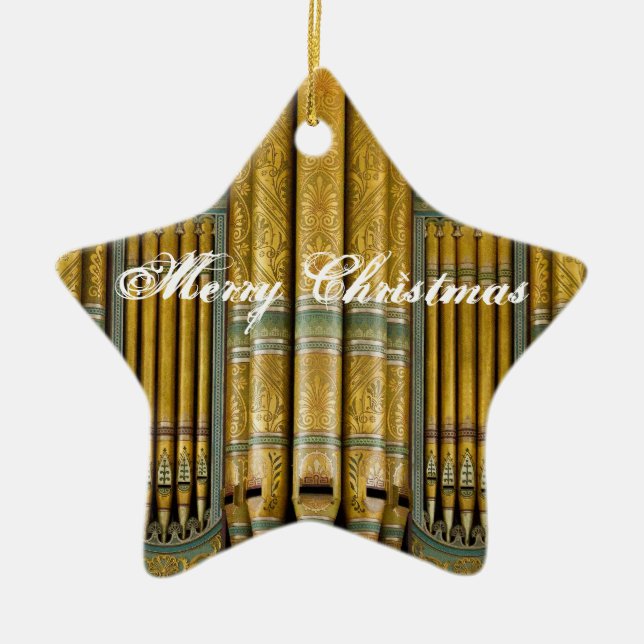Ornement de Noël d'orgue en vert et or (Devant)