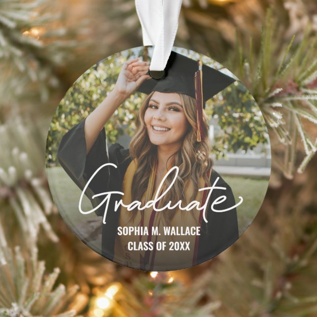 Ornement de Noël double face avec photo de diplômé (Arbre)