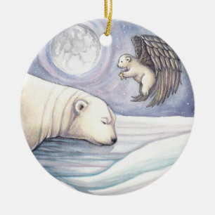 Ornement de Noël d'ours polaire avec ange