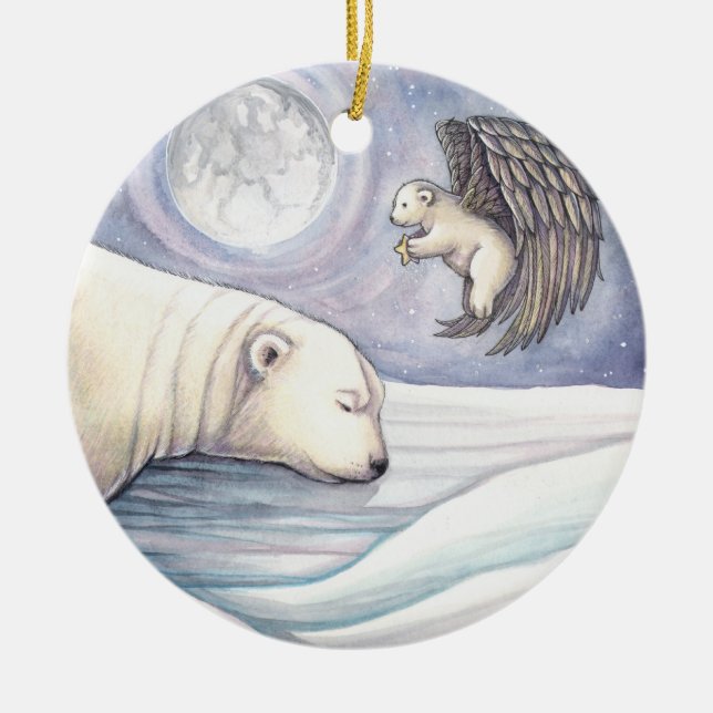 Ornement de Noël d'ours polaire avec ange (Devant)