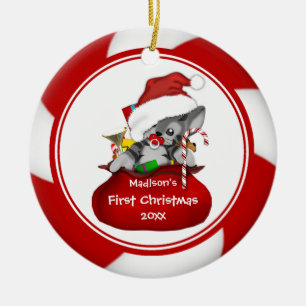 Ornement de Noël du bébé de chaton de Père Noël