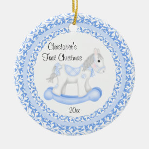 Ornement de Noël du bébé de garçon de cheval de