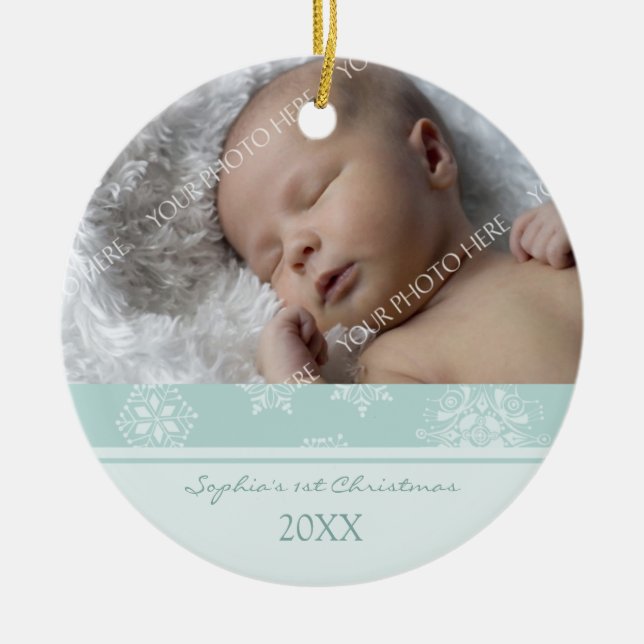 Ornement de Noël du bébé de photo ęr (Devant)