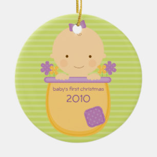 Ornement de Noël du bébé de pot de fleurs premi