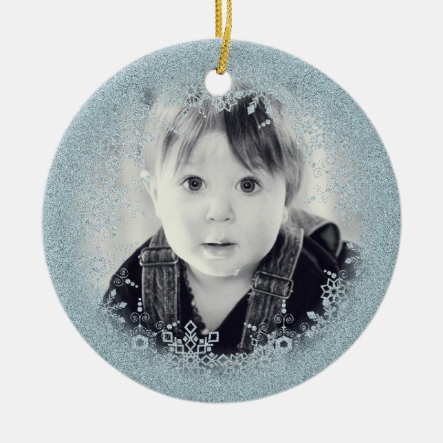 Ornement de Noël du bébé - flocon de neige bleu (Devant)