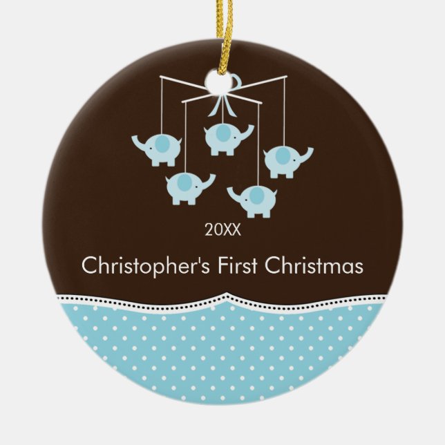 Ornement de Noël du bébé mobile d'éléphant premier (Devant)