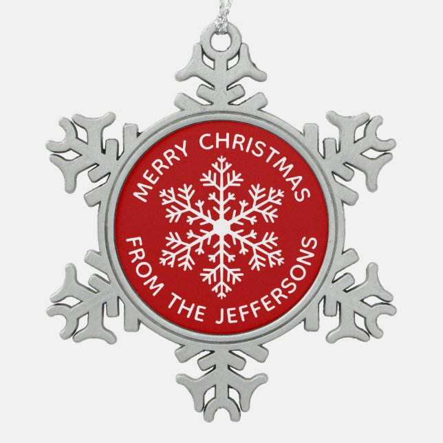 Ornement de Noël du flocon rouge (Devant)