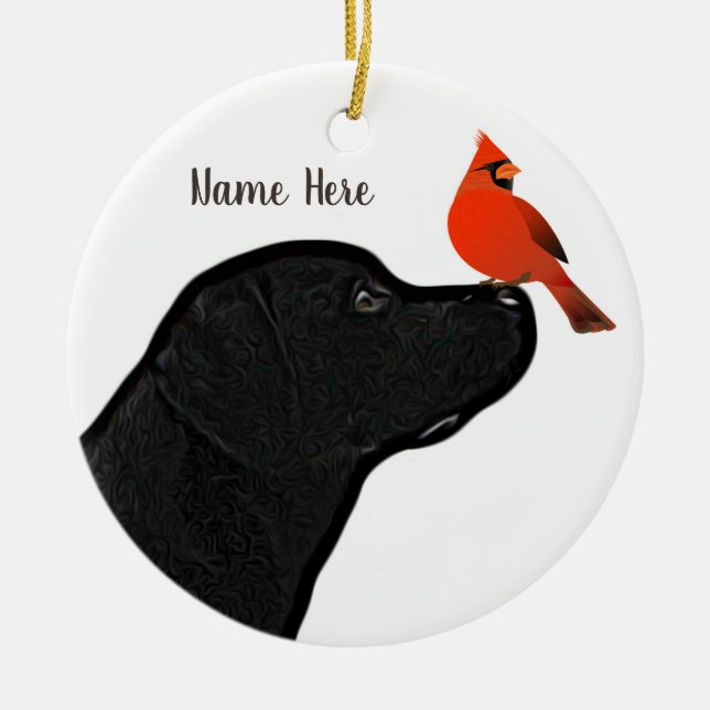 Ornement de Noël du Labrador et du cardinal (Devant)