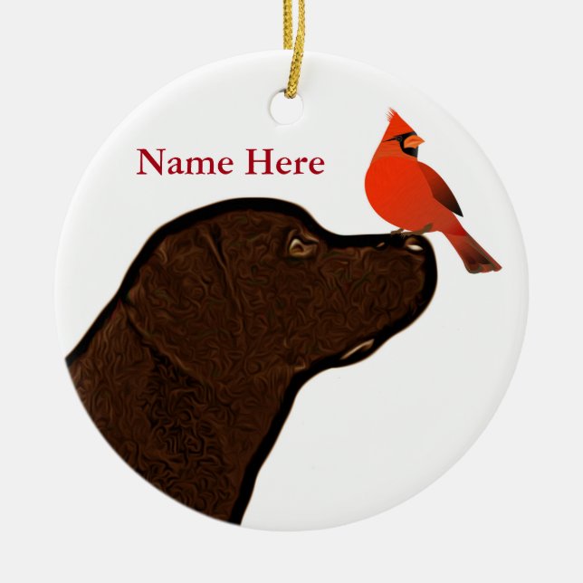 Ornement de Noël du Labrador et du cardinal (Devant)