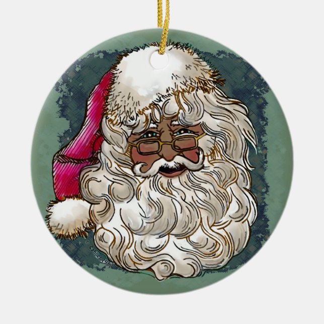 Ornement de Noël du Père Noël noir (Devant)