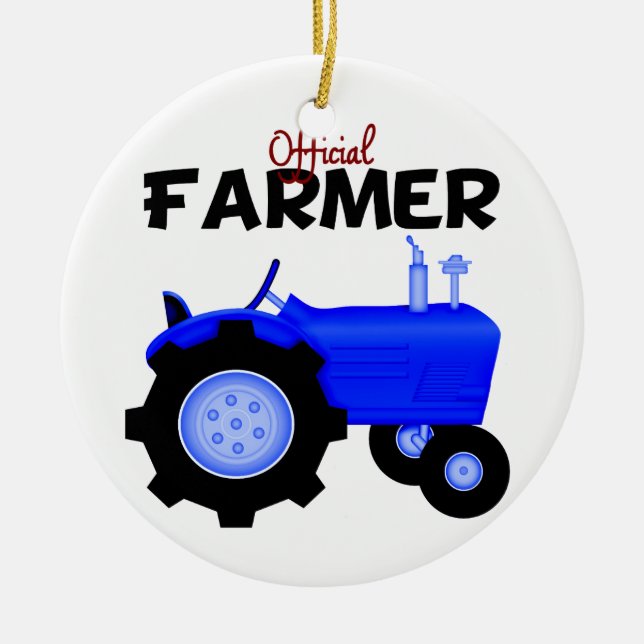 Ornement de Noël du tracteur bleu (Devant)