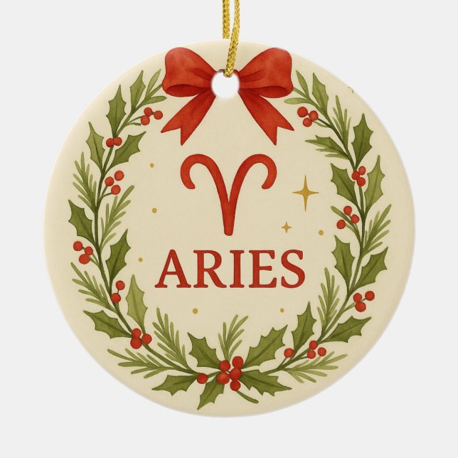 Ornement de Noël du zodiaque Bélier – Guirlande de (Devant)