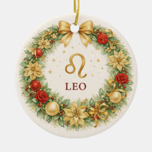 Ornement de Noël du zodiaque Lion – Couronne d'hiv