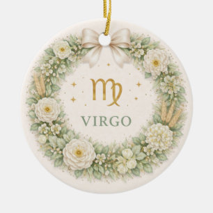 Ornement de Noël du zodiaque Vierge – Couronne flo