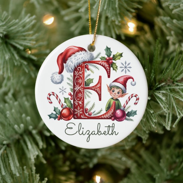 Ornement de Noël E Lutin Monogramme (Arbre)