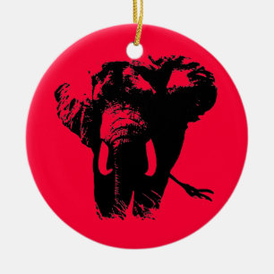 Ornement de Noël Eléphant Pop Rouge