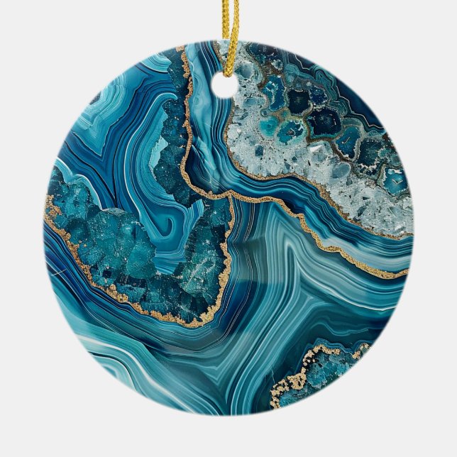 Ornement de Noël en Agate de Teal (Devant)