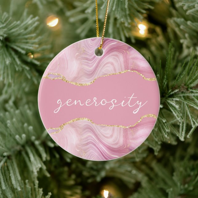 Ornement de Noël en agate inspirant la générosité (Arbre)
