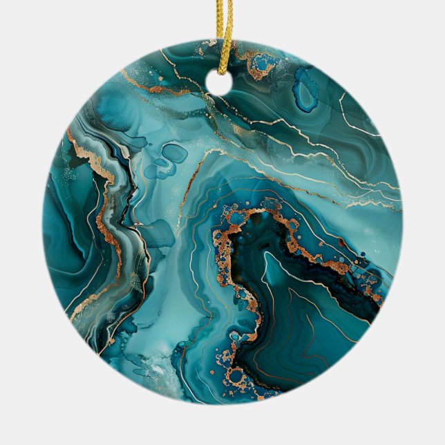 Ornement de Noël en Agate Teal (Devant)