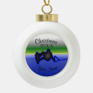 Ornement de Noël en céramique à boule Wakeboard