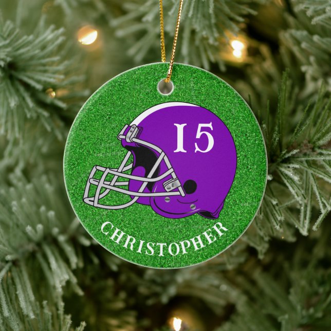 Ornement de Noël en céramique Casque Violet (Arbre)