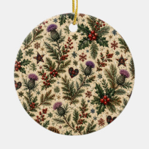 Ornement de Noël en céramique Chardon Écossais