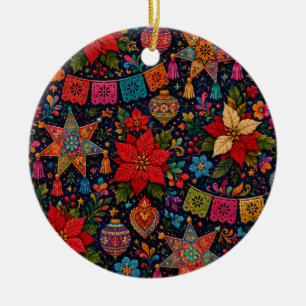 Ornement de Noël en céramique coloré folklorique
