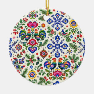 Ornement de Noël en céramique d'art populaire polo