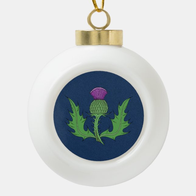 Ornement de Noël en céramique de chardon (Devant)