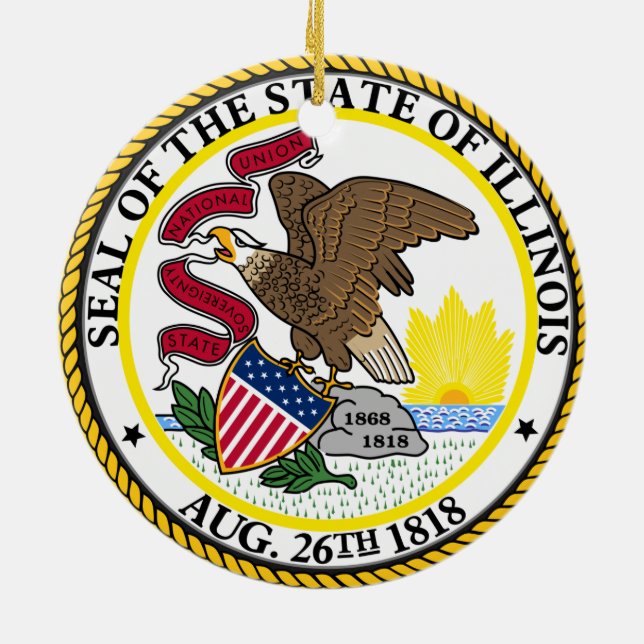 Ornement de Noël en céramique de l'Illinois (Dos)