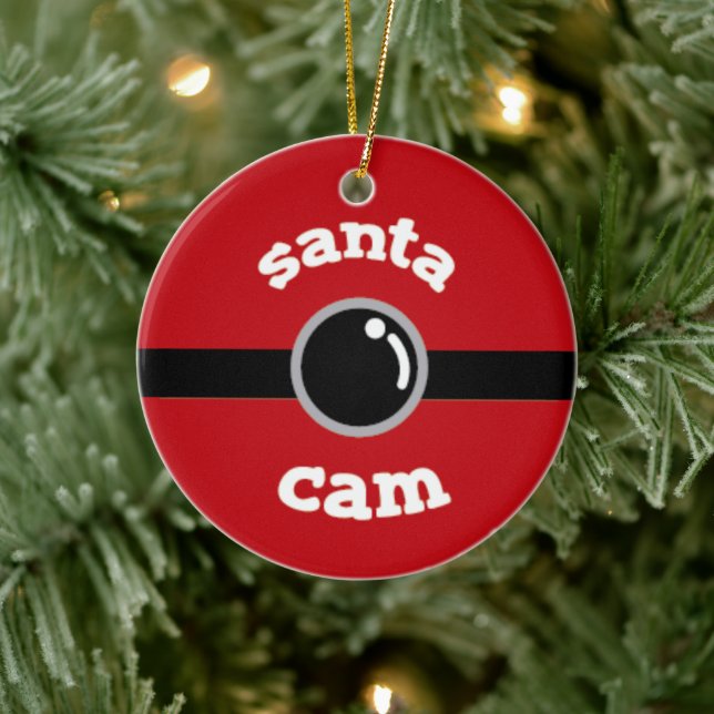 Ornement de Noël en céramique Fun Red Santa Cam po (Arbre)